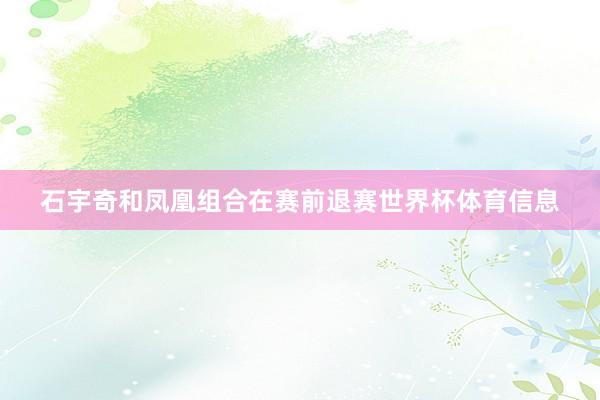 石宇奇和凤凰组合在赛前退赛世界杯体育信息