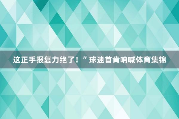 这正手报复力绝了!”球迷首肯呐喊体育集锦