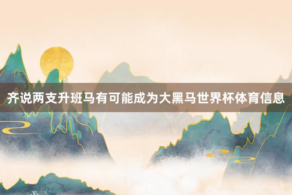 齐说两支升班马有可能成为大黑马世界杯体育信息