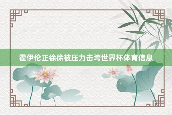 霍伊伦正徐徐被压力击垮世界杯体育信息