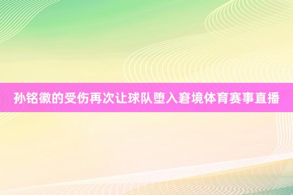 孙铭徽的受伤再次让球队堕入窘境体育赛事直播