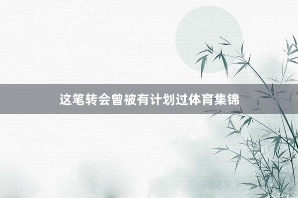 这笔转会曾被有计划过体育集锦