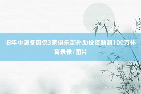 旧年中超冬窗仅3家俱乐部外助投资额超100万体育录像/图片