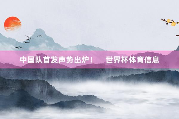 中国队首发声势出炉！    世界杯体育信息