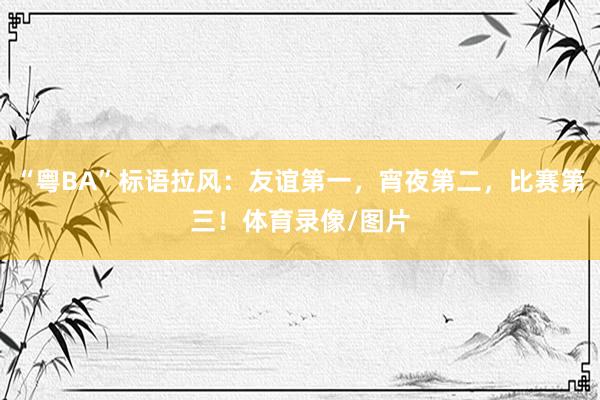 “粤BA”标语拉风：友谊第一，宵夜第二，比赛第三！体育录像/图片