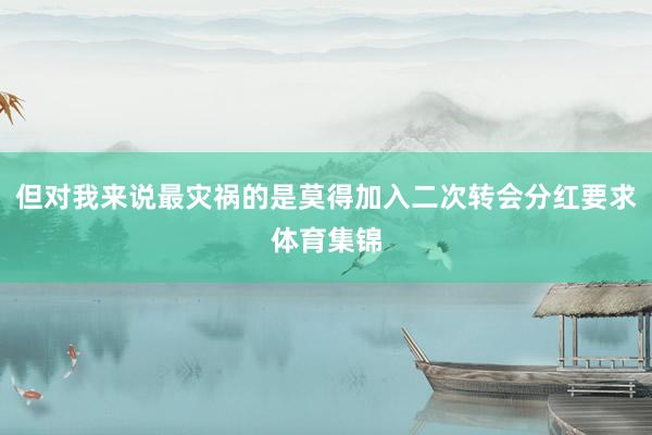 但对我来说最灾祸的是莫得加入二次转会分红要求体育集锦