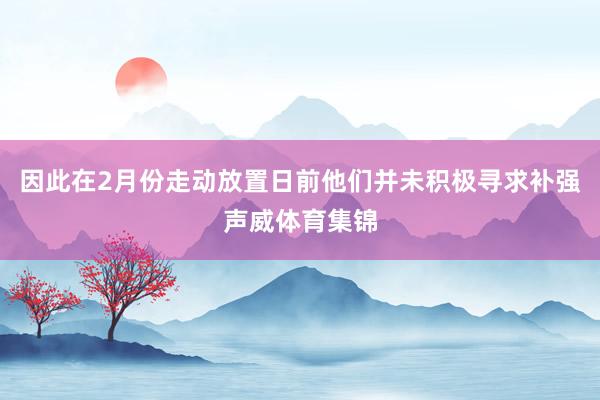 因此在2月份走动放置日前他们并未积极寻求补强声威体育集锦