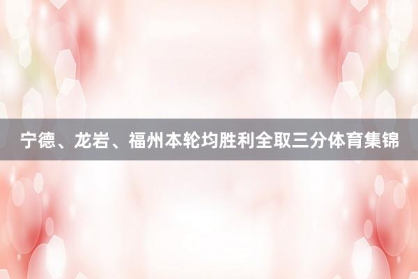 宁德、龙岩、福州本轮均胜利全取三分体育集锦