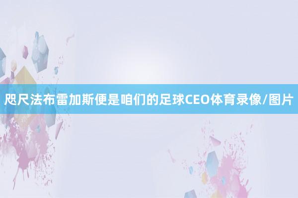 咫尺法布雷加斯便是咱们的足球CEO体育录像/图片
